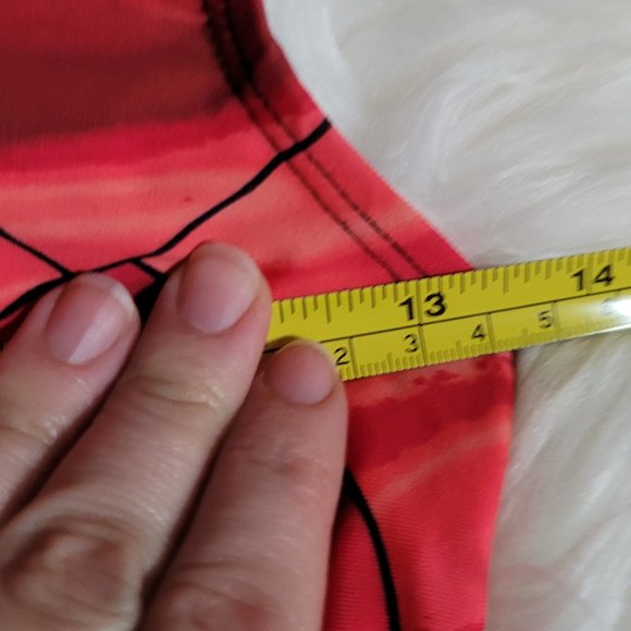 Byron Bay Australia Red Orange One Piece Swimsuit Coral Black Patterned Size 10 - Picture 6 of 10